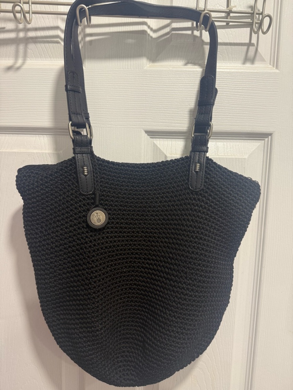 The SAKBag-Black Woven Tote Bag with Leather Straps